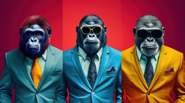 Foto concetto animale creativo gorilla animali antropomorfi personaggio animale