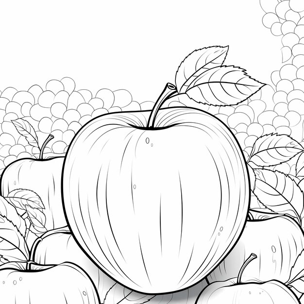 Creative Apple Delight Cartoon Coloring Page for Kids Thick Lines Low Detail