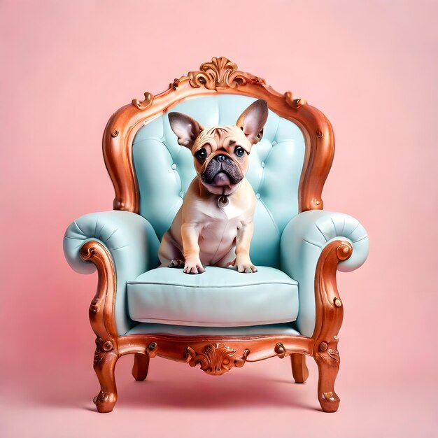 Creative Armchair Dog on a pastel background