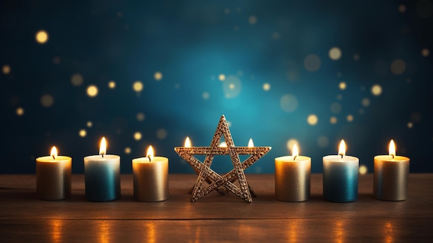 Creative arrangement of Hanukkah candles forming the shape of a Star of David enhancing the symboli