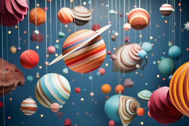 Creative arrangement of paper planets