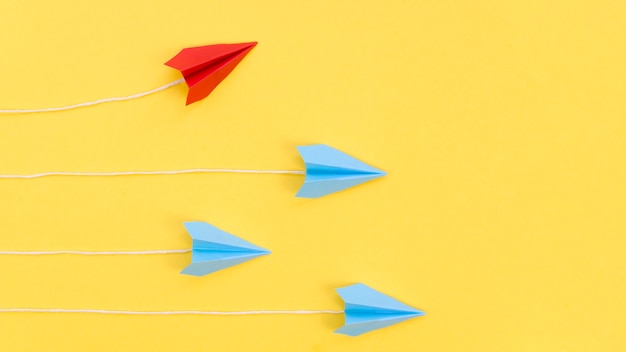 Photo creative arrangement with paper airplanes