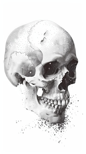 Фото Творческая художественная иллюстрация дизайна головы черепа