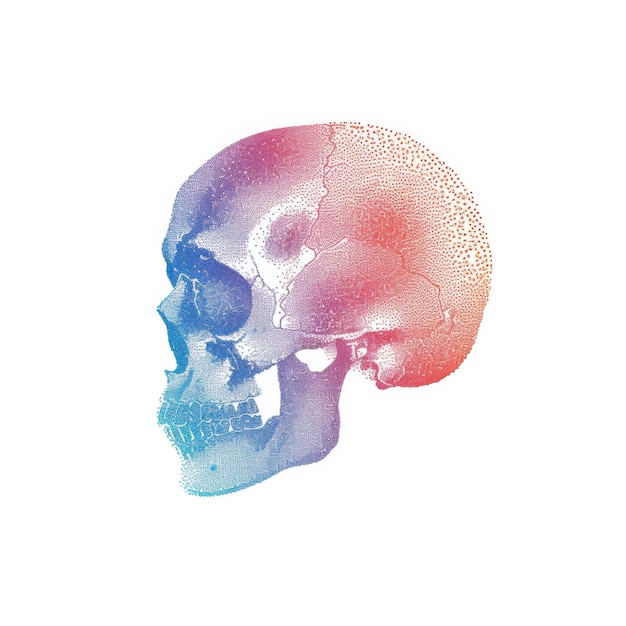 Photo creative art illustration of a skull head design