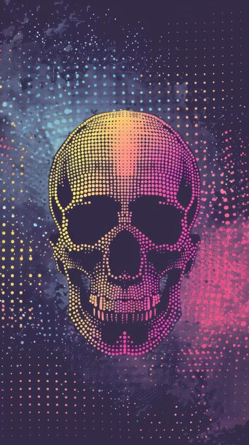 Photo creative art illustration of a skull head design