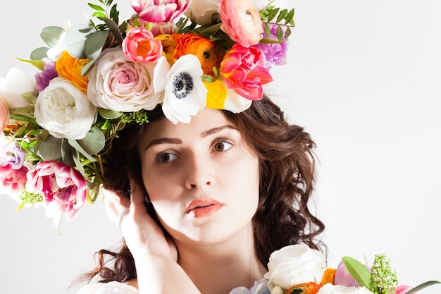 Creative art natural spring fashion flower woman portrait