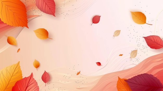 Creative autumn background with simple leaves and pastel texture Leaf fall Vector illustration ar 169 v 6 Job ID 85d312c3169d457486e4428415c3ba04