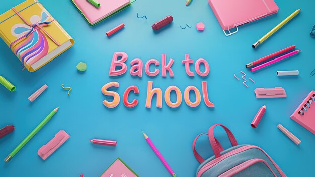 Creative Back to School 3D Typography with School Supplies