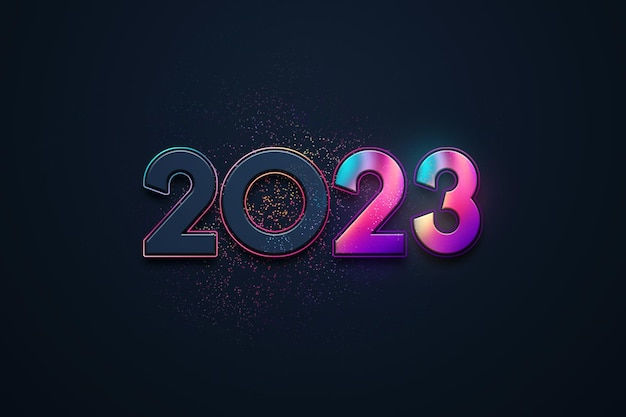 Creative background Happy new year 2023 colorful numbers Holiday card magazine style banner website header web poster template for advertising 3D illustration 3D render