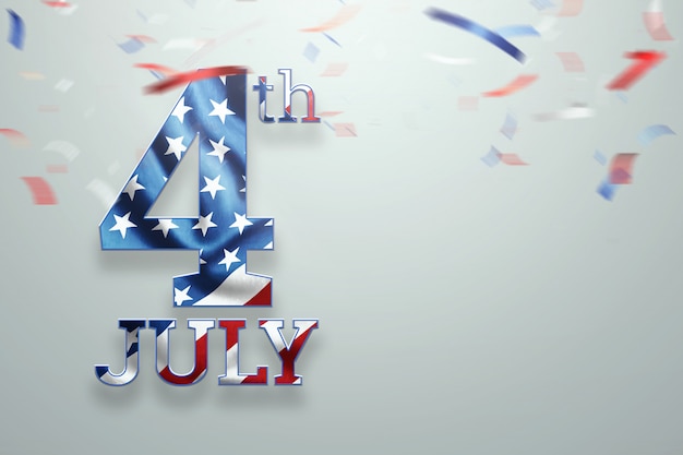 Creative background, inscription July 4 on a light background