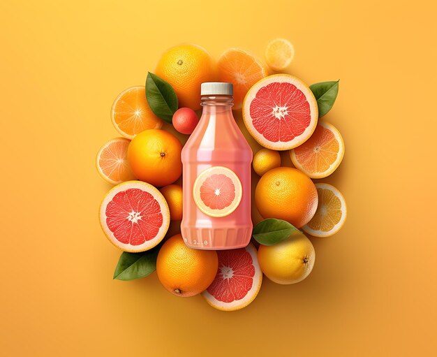 Creative background made of summer tropical fruits