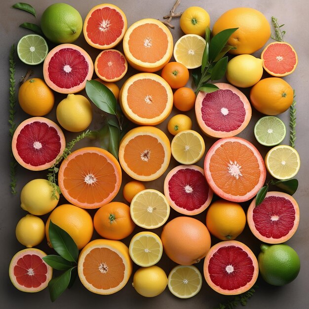 Creative background made of summer tropical fruits