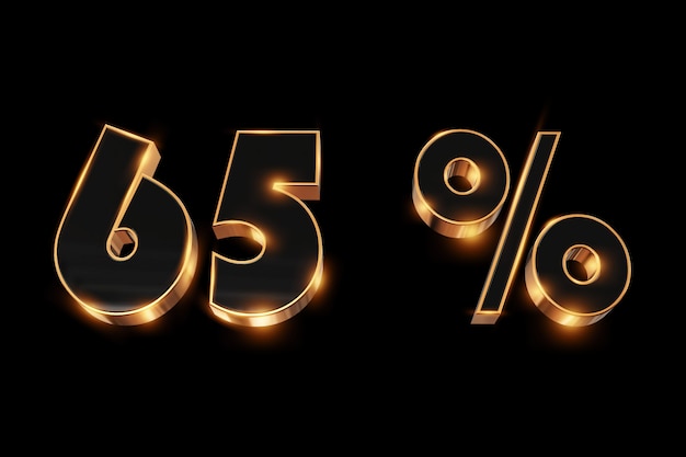 Creative background, winter sale, 65 percent, discount, 3d gold numbers.