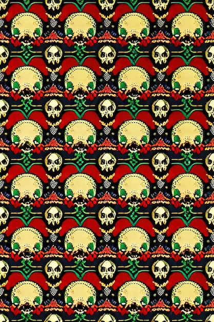 Creative background with skulls and ornaments in mexican style generated by Ai