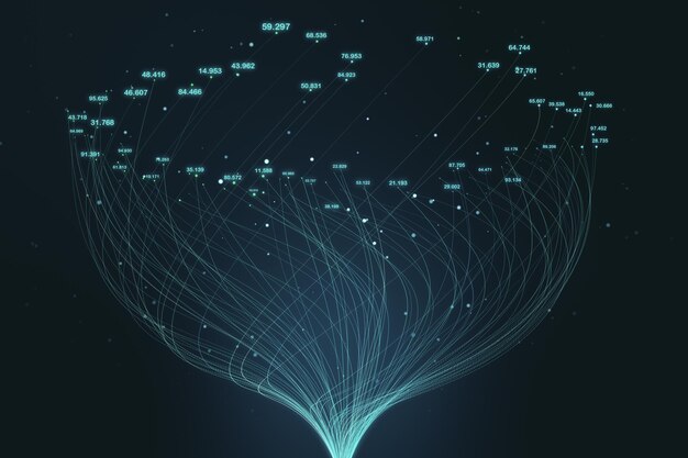 Big data creativi e linee digitali in forma di fiore