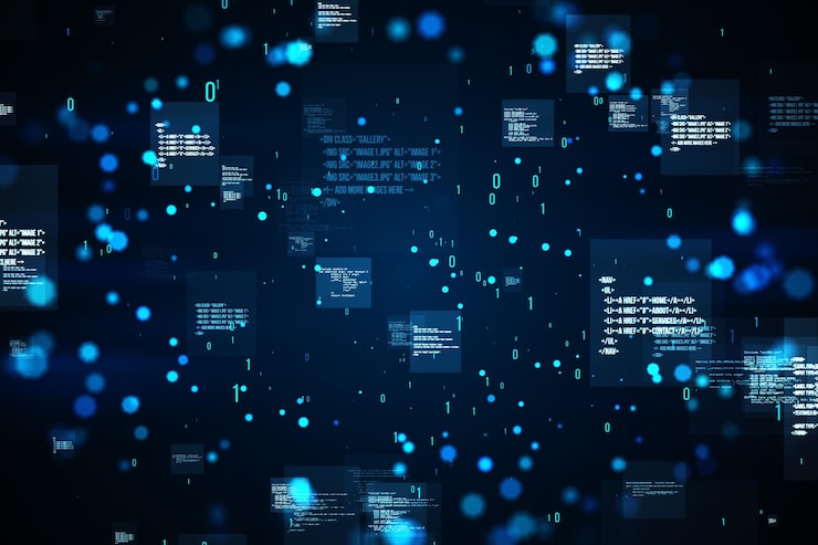 Creative binary coding backdrop Software programming code 3D Rendering