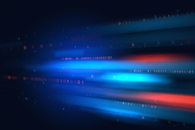 Creative blue backdrop with binary code Technology and coding concept 3D Rendering