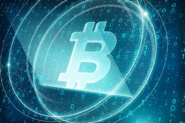 Creative blue bitcoin background