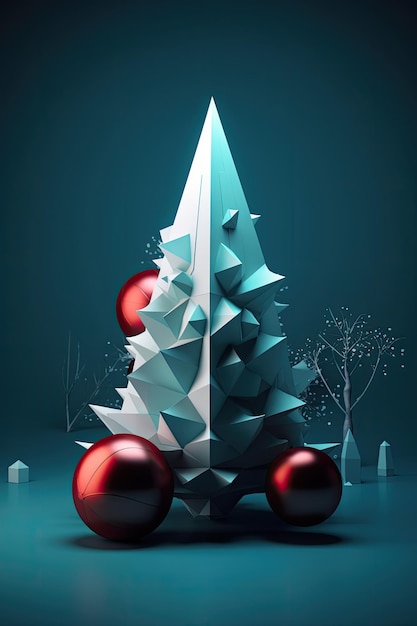 Foto design blu creativo dello sfondo della festa con l'albero di natale modello per pubblicità web social media e annunci di moda poster volantino biglietto di auguri ai generativo