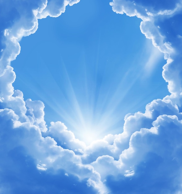 Творческое голубое небо Белые облака Небесный фон