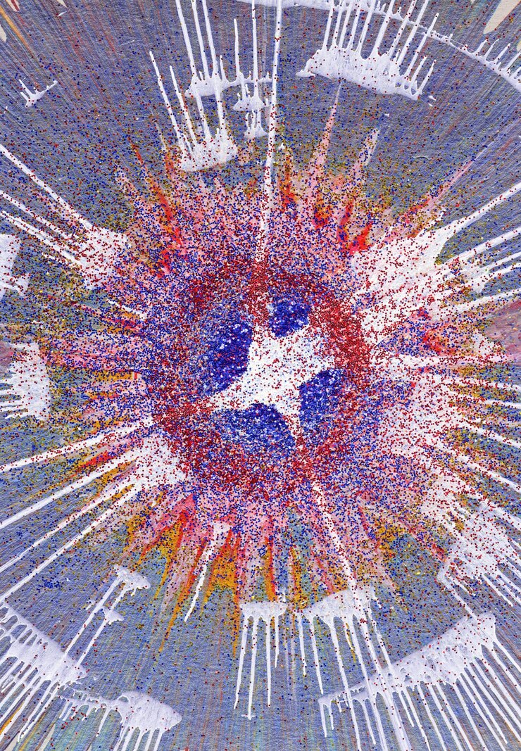 Photo creative blue sparkling abstract painting