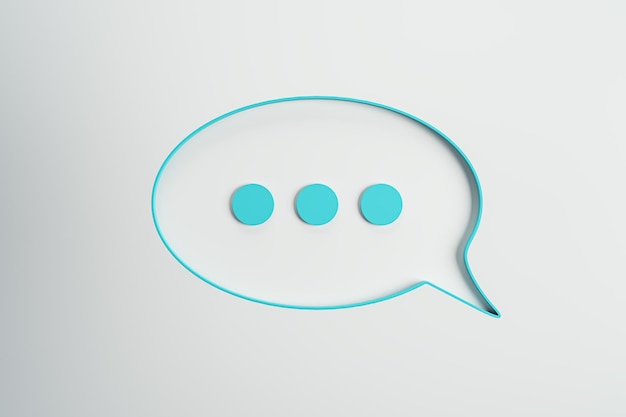 Photo creative blue speech bubble on light background conversation and sms concept 3d rendering