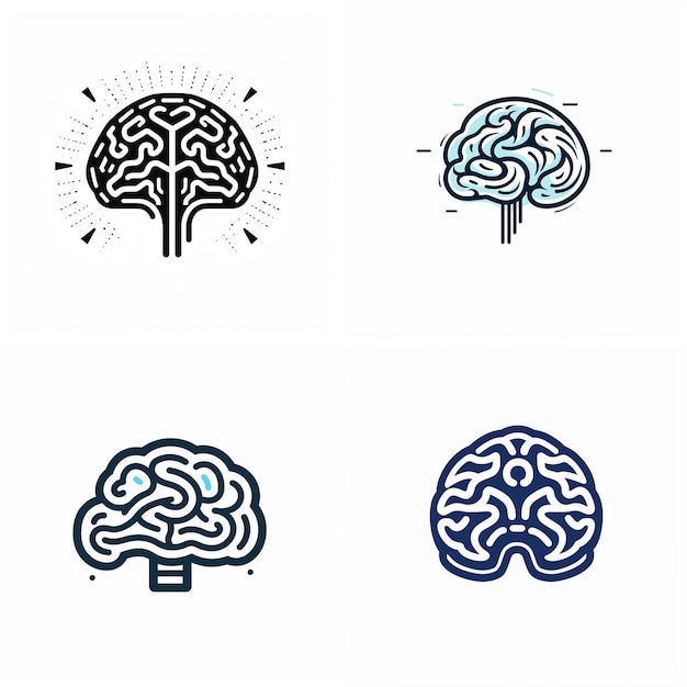 Creative brain art and human mind kawaii design