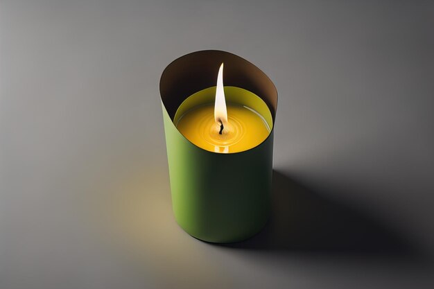 Creative burning candle on a wooden background ai generative