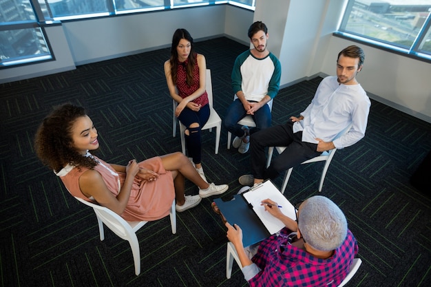 Creative business team discussing at office