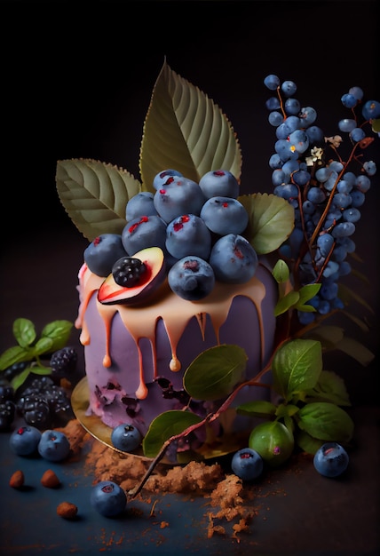 Creative cake with blueberry