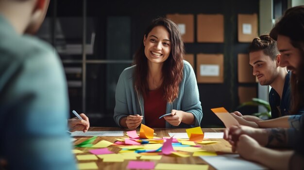 Creative Caucasian women working in office Generative Ai