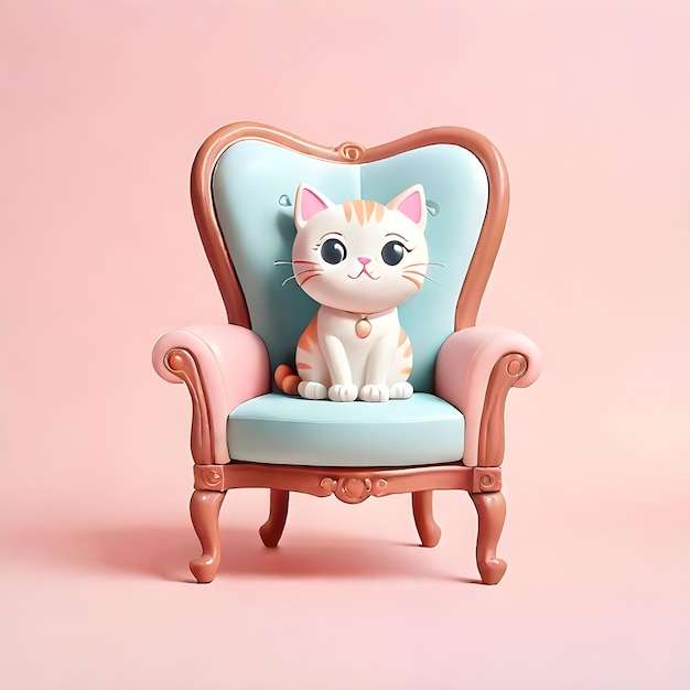 Creative Chair Cat on a pastel background