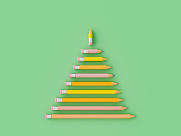 写真 鉛筆で作ったクリエイティブなクリスマスツリー