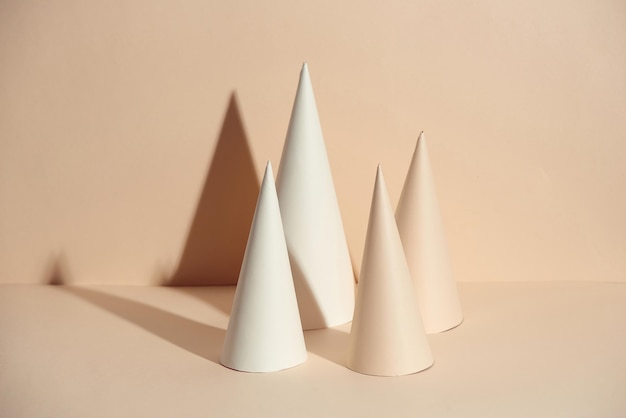 Creative christmas tree with beige cone paper