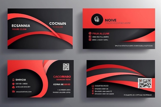 Creative and Clean Doublesided Business Card Template Red and Black Colors