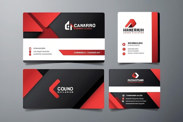 Creative and Clean Doublesided Business Card Template Red and Black Colors