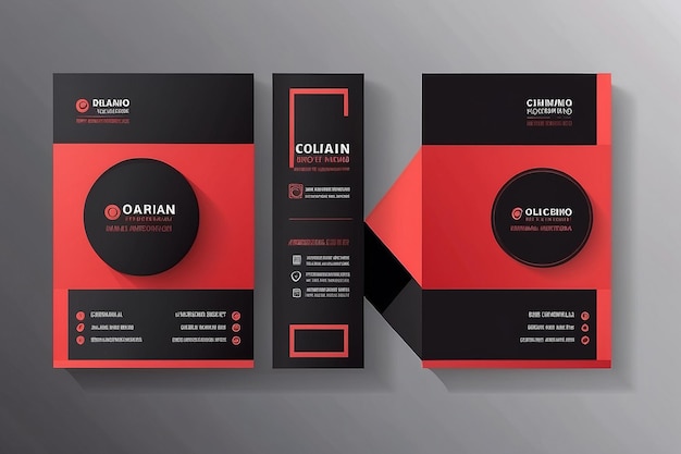 Creative and Clean Doublesided Business Card Template Red and Black Colors