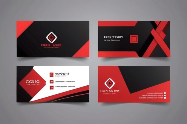 Креативный и чистый двухсторонний шаблон визитки Красный и черный цвета