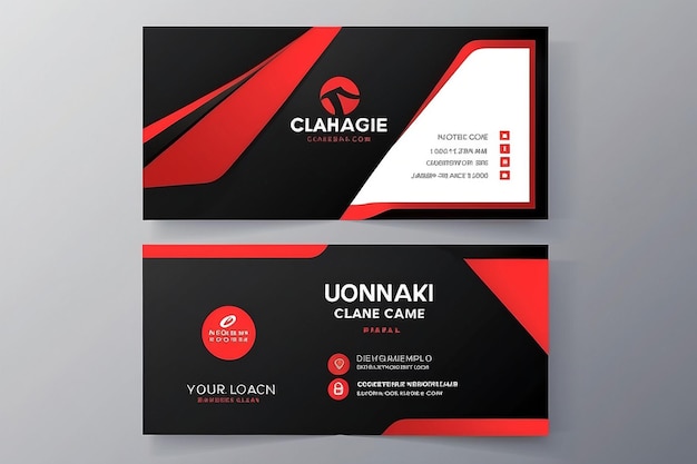 Creative and Clean Doublesided Business Card Template Red and Black Colors