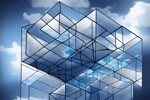 Креативная облачная концепция в стеклянном кубе