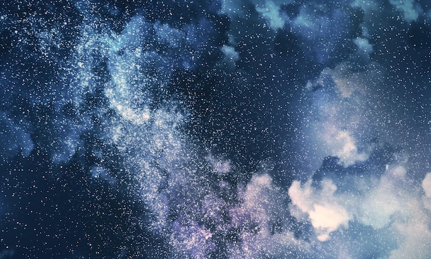 Creative cloudy night sky background with stars Space and constellation concept