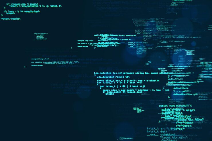 Photo creative coding html language on blurry background web developer and programming concept