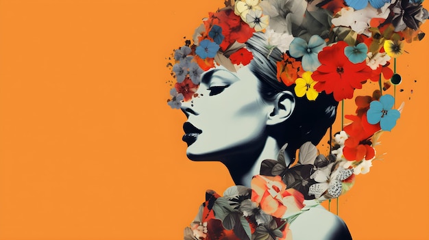 creative collage design ideas for woman with flowers