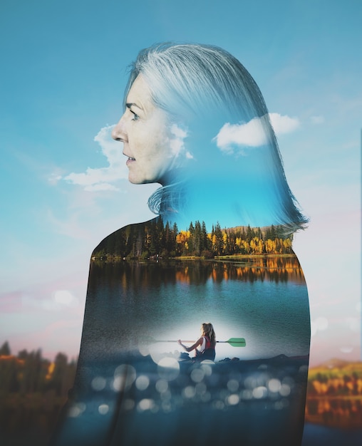 Creative collage of human silhouette