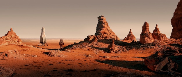 Photo creative collage of mars planet