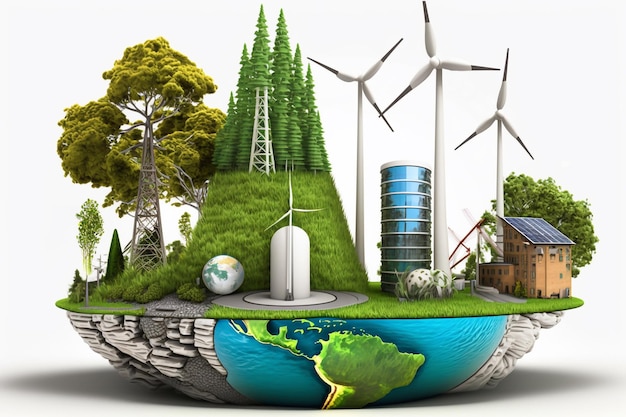 Photo creative collage renewable energy sources ecoconscious energy