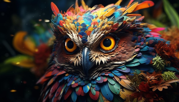 Photo creative colorful animal caracter illustration