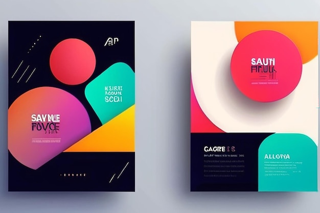 Photo creative colorful covers or posters set in trendy minimal gradient geometric