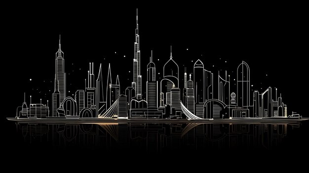 Photo creative and colorful line art illustration of united arab emirates skyline