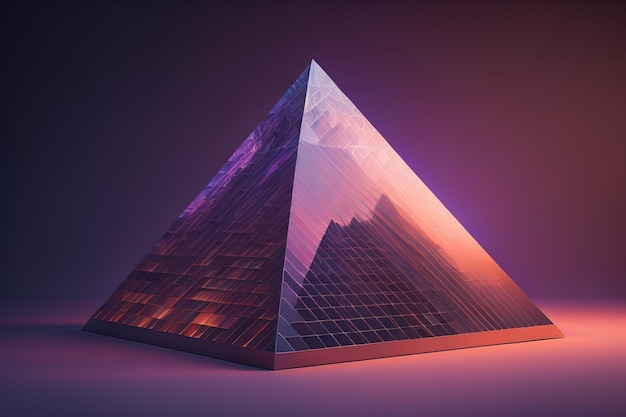 Creative and colorful pyramid on a solid color background ai generative